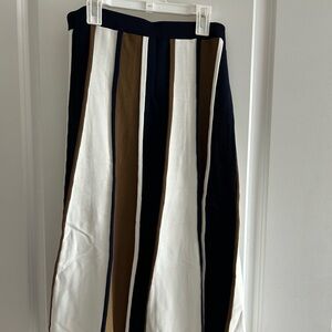 J. Crew A-Line Skirt in Black, White, and Brown Stripes